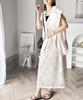 2024V cuello retro vestido de punto con encaje de costura de 2 vías# vestido cuello en V profundo sin mangas