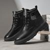 Sapatos masculinos de outono, novos, botas Martin de cano alto, da moda, para homens, com sola grossa, para trabalho, botas casuais de couro, botas pretas de cano curto
