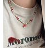Collar de cuentas hecho a mano con piedra natural de color nicho para primavera y verano, cadena de clavícula, lindo suéter con forma de hongo dulce, cadena para el cuello para mujer