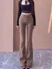 Jeans Original do Fabricante Lavado no Deserto com Efeito Desgastado, Boca de Sino, Perna Larga, Emagrecedor, Comprimento Total, Estilo Wasteland 8125