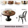 Columna romana americana mesa de comedor redonda francesa estilo vintage mesa de comedor de madera maciza para el hogar apartamento pequeño mesa de comedor redonda estilo retro