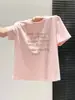 Camiseta de Manga Curta com Estampa de Letras Estilo Doce e Suave Coreano para Mulheres Verão 2026 Novo Top Curto Casual A11167