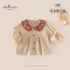 Novedades de Otoño Ropa para Bebés y Niños Pequeños Clase A Ropa para Niñas Suave para Bebé Estilo Mori-kei Floral Transpirable Encaje Cuello Camisa
