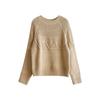 Oferta especial suéter grueso estilo retro perezoso para mujer invierno Nuevo cuello redondo diseño jacquard casual holgado top 6303