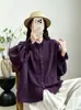 Elegante y artística camisa de gasa de algodón con mangas de encaje para mujer, nuevo estilo de otoño, moderna, rejuvenecedora, adelgazante, camisa casual al por mayor