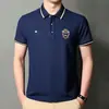 Camiseta de Negocios de Manga Corta para Hombre con Cuello de Solapa Bordado Top Camisa Polo para Hombre Camisa Casual con Cuello de Manga Corta para Hombre