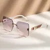 Gafas de Sol de Estilo Generoso de Moda con Protección UV y Color Degradado para Mujer Protección Solar de Verano Gafas de Sol sin Montura para Mujer Gafas de Sol con Sensación de Alta Gama