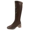 Botas Estilo Britânico Martin Femininas Outono/Inverno Novas Bico Redondo Salto Grosso Cano Médio Botas Longas Salto Grosso Botas Longas Atacado