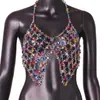 AYJ2026 Modelo nuevo transfronterizo europeo y americano AliExpress Amazon top sin espalda sexy de retazos de piedras preciosas de colores Y2