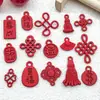 Colgante Rojo Festivo de Año Nuevo con Fuente para Colgante DIY de Mensaje de Bendición para Boda Accesorios de Decoración para Cajas de Dulces de Boda