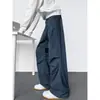 Calça casual da moda, calça longa de perna larga, calça de trabalho CL estilosa e legal estilo americano para homens, outono, plissada, cintura média
