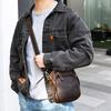 Marount Bolsa Transversal Casual Masculina de Couro Crazy Horse Bolsa de Cintura Multifuncional Retrô de Couro Genuíno de Alta Qualidade Bolsa de Ombro