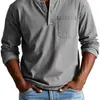 Camiseta Masculina de Manga Longa com Gola Redonda para Outono e Inverno - Pulôver Respirável Slim Casual Camiseta Básica de Manga Longa - Top