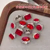 Rhinestones de cristal K9 rojos, sin base, para decoraciones de uñas, adecuados para Navidad y Año Nuevo, en formas como cubos de azúcar helado, cuadrados gordos, huevos de paloma y esferas grandes
