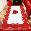 Tapete de Chão para Quarto de Casamento Vermelho Palavra Feliz Pelúcia Espessado Antiderrapante Decoração de Quarto de Casamento Tapete Festivo para Pés