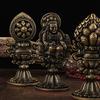 Rueda Xizang Rey Qizhen Tantra Qizheng Tesoro Adornos Clásicos Auspiciosos Tesoro Mágico Extremadamente Tallado Salón de Buda con Cian Antiguo