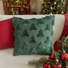 Funda de Almohada Bordada de Peluche Navideño Linterna Árbol de Navidad Cojín para Sofá de Sala de Estar Funda de Almohada para Decoración de Fiesta Navideña