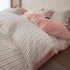 Conjunto de cama de algodão lavado simples escandinavo de quatro peças, colcha listrada de algodão puro, lençóis, conjunto de cama de três peças