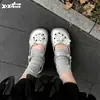 Sandalias Mary Jane de verano para mujer, estilo coreano, nicho, flor de perla dulce, DIY, estilo ballet, ligeramente arqueadas, zapatos perforados ligeros