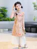 Ropa para Niñas Nuevo Estilo Conjunto Hanfu 2026 para Niñas Mayores Verano Estilo Chino Traje Tang Qipao Estilo Antiguo Falda Pantalón Qipao