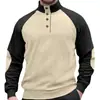 Sudadera de Corduroy de Manga Larga Casual con Cuello Alto y Mangas Raglán para Hombre, Talla Europea Nueva, para Primavera y Otoño, Transfronteriza