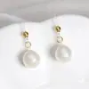 Estilo Nuevo Lujo Ligero Elegante Gama Alta Algodón Perlado Flor Perla Colgante Pendientes Gancho de Oreja Elegante Explosiones Moda Pendientes Versátiles