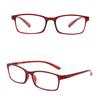 Gafas Rojas Cuadradas Estilo Japonés Montura Pequeña para Cara Redonda Adelgazantes Luz Azul Antirreflejante Look Liso Miopía Oficina Estilo Bruja