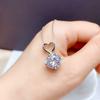 Colar feminino com pingente de coração de diamante único, banhado a PT950, simulado em formato de oito corações e oito flechas, temperamento, corrente para clavícula, 4 quilates