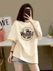 Camiseta de Manga Corta para Mujer de Alta Gama Color Gris Oscuro, Nuevo Estilo Verano 2025, Algodón Puro, Top Holgado Estilo Europeo Oversize, Camiseta de Moda