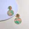 Corea del Sur Dongdaemun aretes de cerámica blanda para mujer graffiti geométricos redondos moda arcilla 925 aretes joyería explosiones transfronterizas