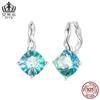 Pendientes Evelle de turmalina azul y verde fresca con hebilla en plata de ley s925 chapada en platino, joyería versátil para mujer