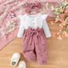 Amazon Europeo y Americano Otoño Nuevo Bata Blanca de Manga Larga con Pantalones Cortos Estampados Traje Lindo para Niñas