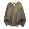 Novedad Otoño e Invierno 2025 Suéteres de Punto Falsos de Dos Piezas para Hombre, Perezoso, Sencillo, Versátil, Tendencia, Moda Casual Mangas Largas