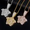Joyería de nicho transfronteriza de hip-hop europeo y americano, colgante de retrato de circón con diamantes completos, collar para hombre simple y versátil, joyería personalizable