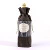 Bolsa para botellas de vino con ventana y boca de viga, creativa, de lino, para embalaje de vino tinto, bolsa de arpillera para regalo, bolsa de almacenamiento con logotipo impreso