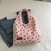Bolso de pana de fresa de gran capacidad estilo perezoso para mujer, bolso de hombro simple y fresco, bolso de mano para clase de estudiante