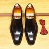 Recomendación del Libro Rojo zapatos de cuero brillante charol pulido slip-on puntera cuadrada calzado formal de negocios zapatos casuales de cuero suave para hombre estilo británico
