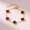 Pulsera popular de trébol de cuatro hojas de 13 mm exquisitamente elaborada, pulsera de cinco flores de nácar de doble cara de 18 quilates para mujer, nueva versión con un toque de alta gama
