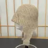 Gorro de Lana Retro Otoño/Invierno con Protección Extendida para las Orejas para Mujer, para Ciclismo, Equitación, con Cordones, Protección contra el Frío, Calidez, Adelgazante del Rostro, Gorro de Punto, Moderno