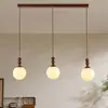 Lámpara Colgante de Restaurante Estilo Vintage Nuevo 2026, Lámpara Colgante de Tres Cabezas Forma de OVNI para Sala de Café, Lámpara de Mesita de Noche para Dormitorio Color Nogal