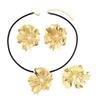 Aretes de flores simples retro franceses, collar, traje de personalidad con incrustaciones de perlas, anillo para damas, arete, joyería al por mayor