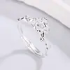 Anel Estilo Coreano para Mulheres com Design Único, Textura Irregular Minimalista, Cravação de Zircônia, Estilo Cool de Alta Qualidade, Anel Aberto
