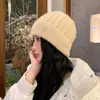 Gorro de Punto para Uso en Exteriores, Gorro que Adelgaza el Rostro para Mujer, Nuevo Estilo Otoño e Invierno, Protección para los Oídos para Ciclismo, Versión Coreana, Color Sólido, Forrado de Felpa, Cálido