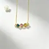 Pequeno e Doce Banhado a Ouro 18K Cor Fixa Sete Cores Quadrado Geométrico Pingente de Colar de Zircônia Nicho Simples Versátil Pingente de Colar