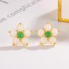 Brincos de Flor de Pessegueiro de Jade Hetian para Mulheres Alta Imitação de Jade Novo Estilo Chinês Explosivos Tendência Luxo Leve Exquisitos High-end All-match Brincos