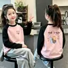 Ropa Interior de Felpa para Niñas Otoño Invierno Ropa Elegante Niña Cálido Bebé Se Puede Usar Afuera Niños Medianos y Grandes Camiseta de Manga Larga con Bloques de Color