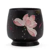 Cerámica negra pintada a mano con loto y detalles dorados, taza de té de maestro, taza de huevo de dragón, taza de degustación de té de gran capacidad, taza de cerámica para uso doméstico, té Kung Fu