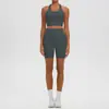 Nuevo Conjunto de Yoga Sensation de Piel Espalda Cruzada Shorts de Fitness de Cintura Alta Set Deportivo Fitness Running para Mujer