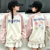 Moletom fino para meninas, estilo coreano, doce e fofo, pulôver estampado, novo top estiloso para bebê menina, primavera, outono, inverno