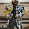 Chaqueta Larga de Algodón Marrón con Botones Blancos, Producto Nuevo Digital de Impresión 3D Multicolor Transfronterizo Europeo y Americano